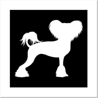 White Chinese Crested Dog Silhouette Posters and Art